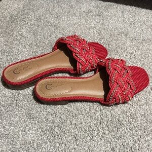 Comfortred Braided Slide Mules in Red